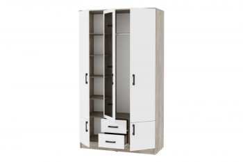 Шкаф 1200 мм Ронда ШК-3 дуб крафт серый/белый (ИЦ) в Урае - uraj.mebel-e96.ru