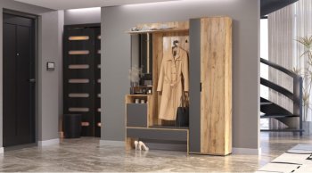 Прихожая Сабрина Дуб вотан/графит (Лин) в Урае - uraj.mebel-e96.ru
