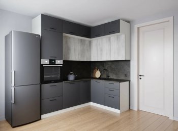 Кухонный гарнитур угловой Санторини МДФ 2200*1700 мм (Санвут) в Урае - uraj.mebel-e96.ru