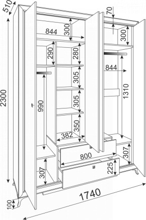 Саванна (спальня) М01 Шкаф четырехдверный БОДЕГА СВЕТЛ. в Урае - uraj.mebel-e96.ru