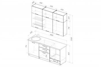 Кухонный гарнитур Шелли макси 1800 мм (Герда) в Урае - uraj.mebel-e96.ru