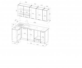 Угловой кухонный гарнитур Шелли прайм 400_1100х2000 мм (Герда) в Урае - uraj.mebel-e96.ru