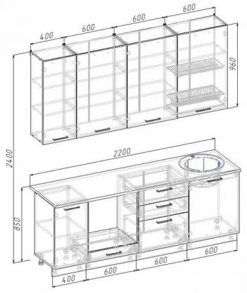 Кухонный гарнитур Трансильвания 2200 мм (Санвут) в Урае - uraj.mebel-e96.ru