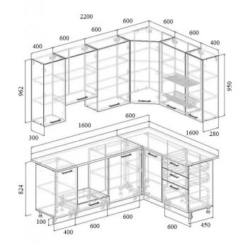 Угловой кухонный гарнитур Муссон 2200*1600 мм Sanvut в Урае - uraj.mebel-e96.ru
