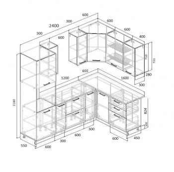 Угловой кухонный гарнитур Элеганция 2400*1600 мм Sanvut в Урае - uraj.mebel-e96.ru