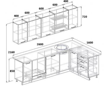 Угловой кухонный гарнитур Роза 2600*1600 мм Sanvut в Урае - uraj.mebel-e96.ru