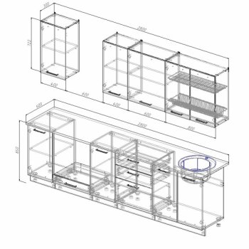 Кухонный гарнитур Латте 2800 мм в Урае - uraj.mebel-e96.ru