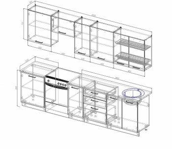 Кухонный гарнитур Руанда 3000 мм в Урае - uraj.mebel-e96.ru