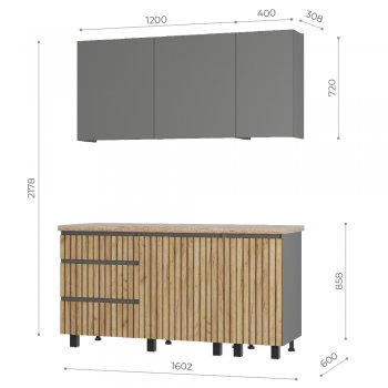 Кухонный гарнитур Шерлок 1600 мм (БТС) в Урае - uraj.mebel-e96.ru