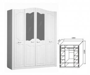 Шкаф 4-х дверный для платья и белья Ева-10 в Урае - uraj.mebel-e96.ru