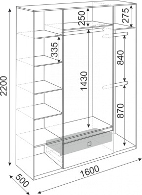 Шкаф 4-х створчатый Глэдис 1600 (модуль 24) в Урае - uraj.mebel-e96.ru