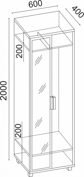 Шкаф 600 с зеркалом West (Риннер) в Урае - uraj.mebel-e96.ru