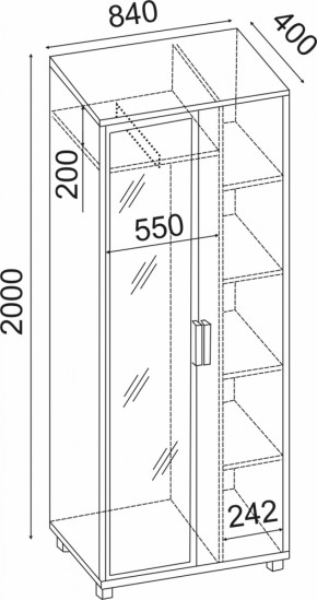 Шкаф 800 с зеркалом West (Риннер) в Урае - uraj.mebel-e96.ru