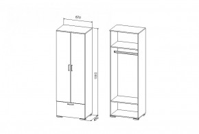 Шкаф Дуся 640 мм, ДШ 67.1, дуб бунратти/цемент в Урае - uraj.mebel-e96.ru