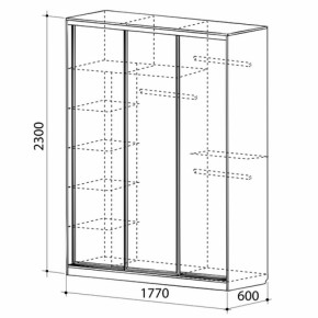 Шкаф-купе Бассо 1-600 (полки слева) в Урае - uraj.mebel-e96.ru