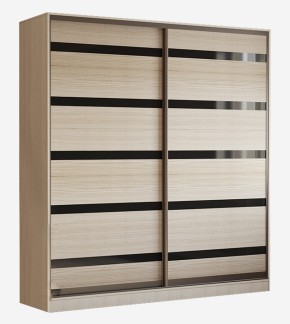 Шкаф-купе Лотос-1 (ясень шимо светлый/лакобель черная) 1500 в Урае - uraj.mebel-e96.ru