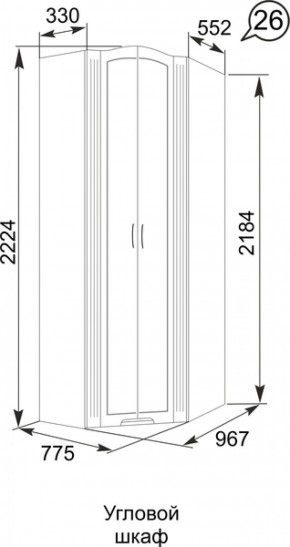 Шкаф угловой Виктория 26 в Урае - uraj.mebel-e96.ru