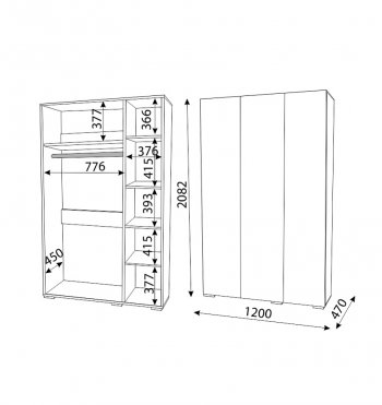 Шкаф 1200 мм распашной Осло с антресолью (ручка торцевая) (Риннер) в Урае - uraj.mebel-e96.ru
