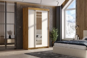 Шкаф-купе ШКП-7 1300 мм золотой/белый (СВ) в Урае - uraj.mebel-e96.ru