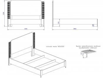 Кровать двуспальная Сиде Белый (СБК) в Урае - uraj.mebel-e96.ru