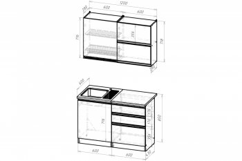 Кухонный гарнитур Сиена лайт 1200 мм (Герда) в Урае - uraj.mebel-e96.ru