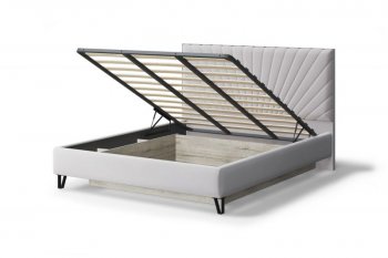 Кровать с ПМ Сильвия мягкая Moonlight (серо-бежевый), 1600 (МЛК) в Урае - uraj.mebel-e96.ru