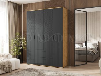 Шкаф 1600 мм Сильвия, крафт/графит (Миф) в Урае - uraj.mebel-e96.ru