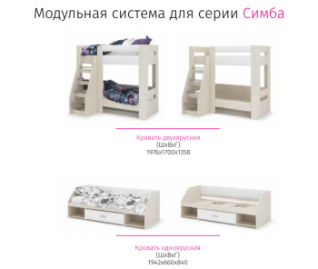 Набор детской мебели Симба дуб-белый глянец (СтендМ) в Урае - uraj.mebel-e96.ru