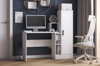 Компьютерный стол СКМ-2 белый (Микон) в Урае - uraj.mebel-e96.ru