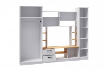 Стенка Соло дуб крафт/белый (Микон) в Урае - uraj.mebel-e96.ru