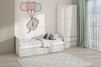 Кровать Соната 900 белый/крафт белый (Зарон) в Урае - uraj.mebel-e96.ru