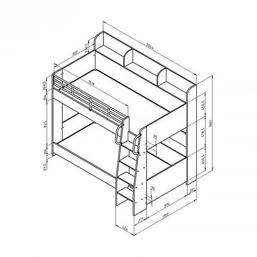 Двухъярусная кровать Соня-5 левая (ФМ) в Урае - uraj.mebel-e96.ru