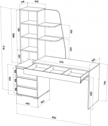Компьютерный стол Пифагор вотан/кашемир (Лин) в Урае - uraj.mebel-e96.ru