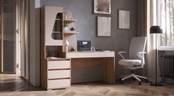 Компьютерный стол Пифагор вотан/кашемир (Лин) в Урае - uraj.mebel-e96.ru