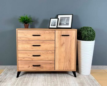 Комод-Тумба (1дв,4ящ) SVETLANA LOFT, дуб золотой (Генезис) в Урае - uraj.mebel-e96.ru