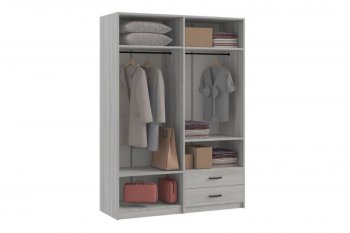 Шкаф 1500 мм  4-х ств. с зеркалом 2 ящ. SVETLANA LOFT, сосна белая (Генезис) в Урае - uraj.mebel-e96.ru