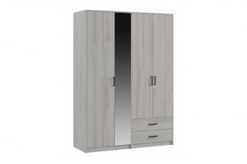 Шкаф 1500 мм  4-х ств. с зеркалом 2 ящ. SVETLANA LOFT, сосна белая (Генезис) в Урае - uraj.mebel-e96.ru