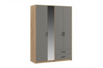 Шкаф 1500 мм  4-х ств. с зеркалом 2 ящ. SVETLANA LOFT, Дуб золотой/Серый (Генезис) в Урае - uraj.mebel-e96.ru