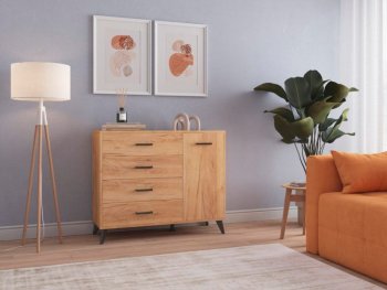 Комод-Тумба (1дв,4ящ) SVETLANA LOFT, дуб золотой (Генезис) в Урае - uraj.mebel-e96.ru