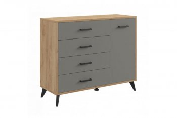 Комод-Тумба (1дв,4ящ) SVETLANA LOFT, дуб золотой/серый (Генезис) в Урае - uraj.mebel-e96.ru