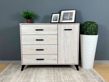 Комод-Тумба (1дв,4ящ) SVETLANA LOFT, сосна белая (Генезис) в Урае - uraj.mebel-e96.ru
