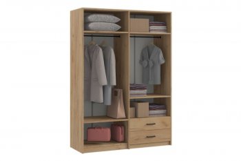 Шкаф 1500 мм  4-х ств. с зеркалом 2 ящ. SVETLANA LOFT, дуб золотой (Генезис) в Урае - uraj.mebel-e96.ru