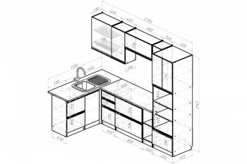 Кухонный гарнитур Сюита мега прайм 1500*2700 мм (Герда) в Урае - uraj.mebel-e96.ru