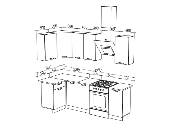 Кухонный гарнитур Техно 1.1*1.8 м Вариант 6 (Миф) в Урае - uraj.mebel-e96.ru