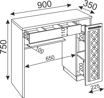 Стол туалетный с зеркалом М36+М37 Тиффани (Риннер) в Урае - uraj.mebel-e96.ru