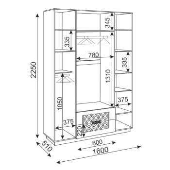 Шкаф распашной Тиффани М28 1600 мм (Риннер) в Урае - uraj.mebel-e96.ru