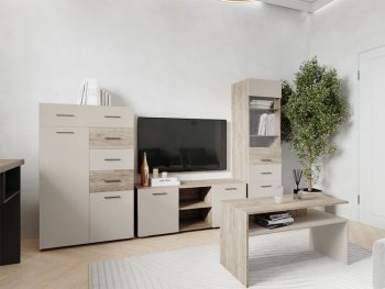 Тумба ТВ Турин ЛДСП крафт серый/кашемир (ВВР) в Урае - uraj.mebel-e96.ru