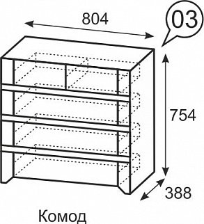 Комод №3 Твист (ИжМ) в Урае - uraj.mebel-e96.ru