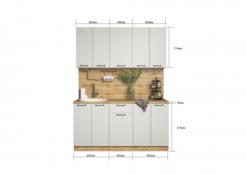 КУхонный гарнитур Валерия 1600 мм вотан/серый (Сурская) в Урае - uraj.mebel-e96.ru