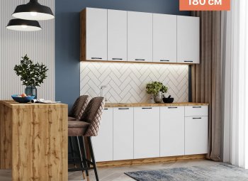 КУхонный гарнитур Валерия 1800 мм вотан/белый (Сурская) в Урае - uraj.mebel-e96.ru